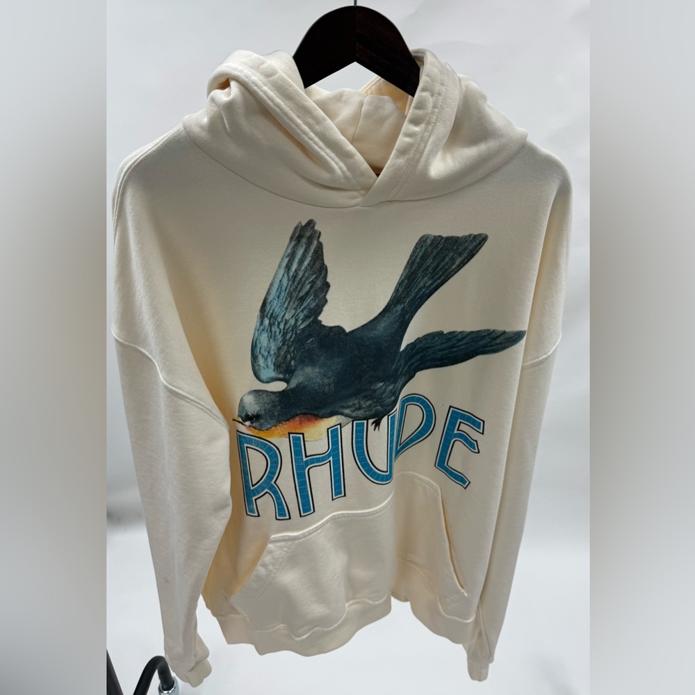 RHUDE Cream Hoodie with Bird Graphic